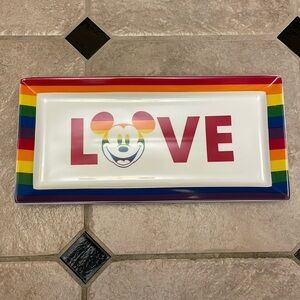 Pride Disney Mickey Mouse Love Rainbow Collection Porcelain Rectangular Tray GUC